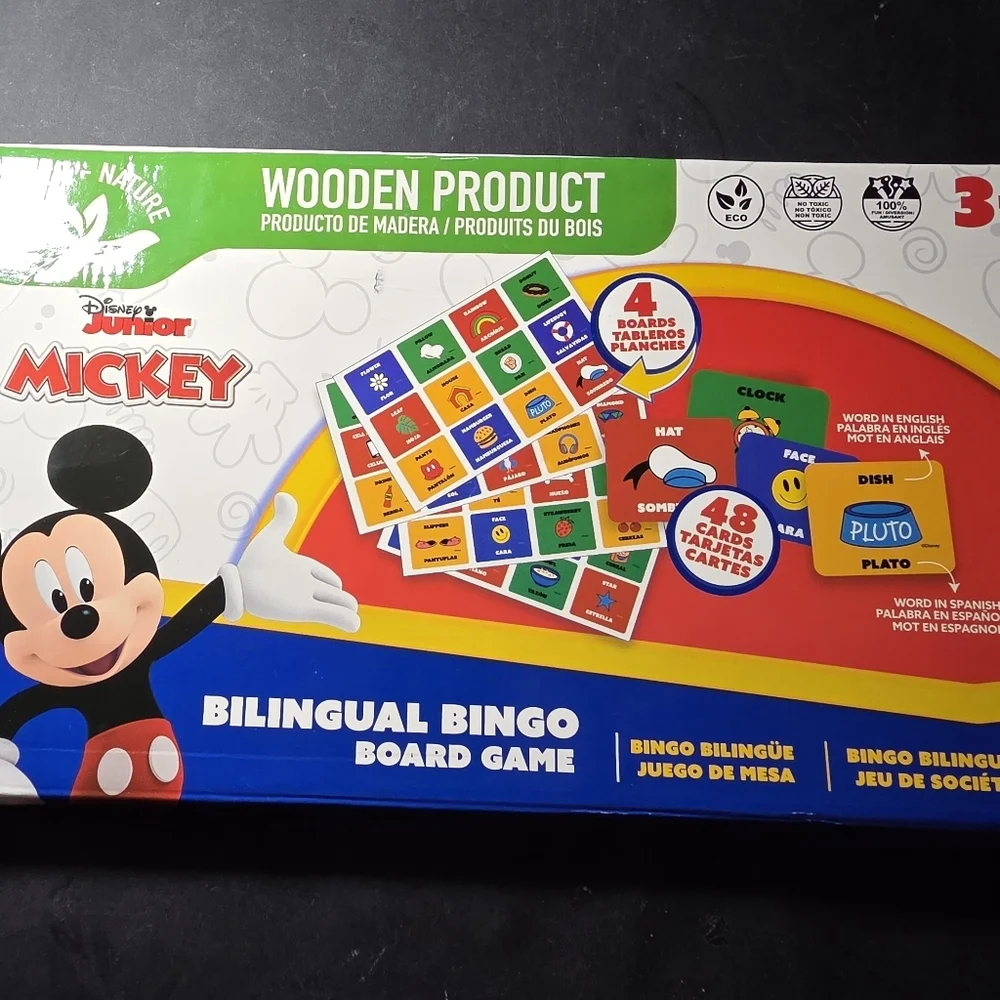 Disney Junior Mickey Bilingual Bingo Board Game Ages 3+ Spanish English